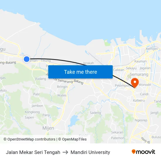Jalan Mekar Seri Tengah to Mandiri University map