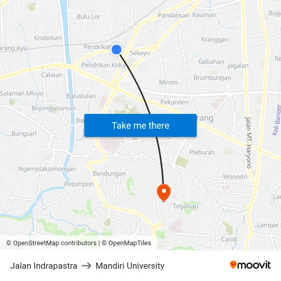 Jalan Indrapastra to Mandiri University map