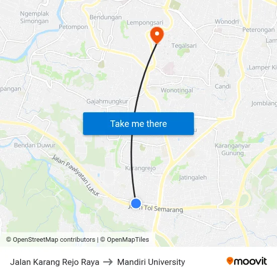 Jalan Karang Rejo Raya to Mandiri University map