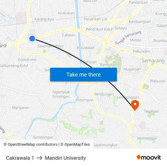 Cakrawala 1 to Mandiri University map