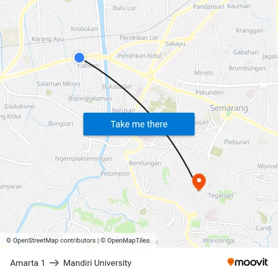 Amarta 1 to Mandiri University map
