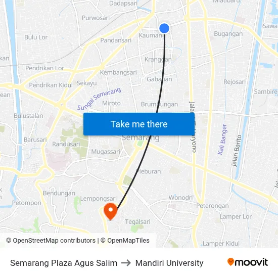 Semarang Plaza Agus Salim to Mandiri University map