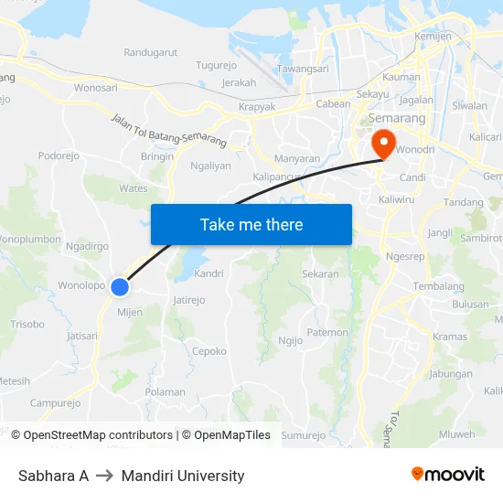 Sabhara A to Mandiri University map
