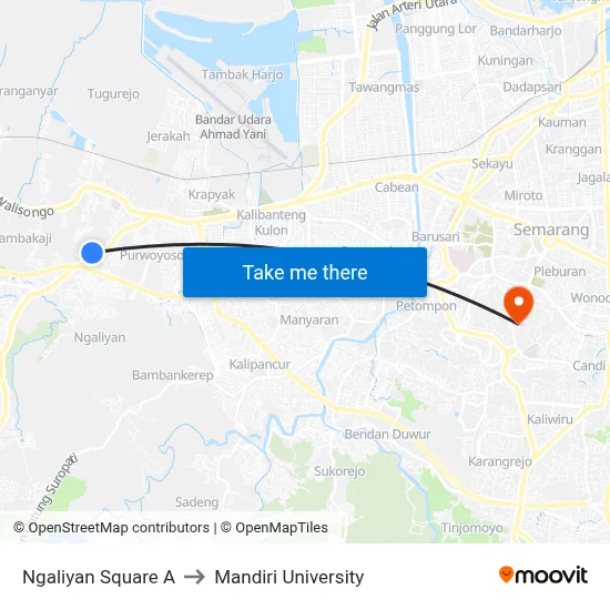 Ngaliyan Square A to Mandiri University map