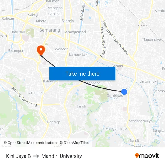 Kini Jaya B to Mandiri University map