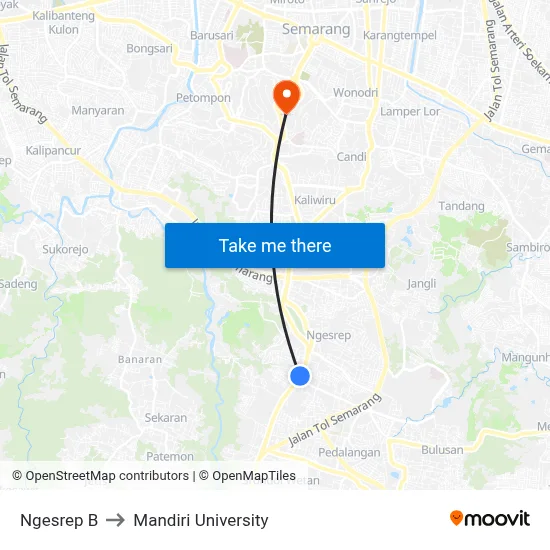Ngesrep B to Mandiri University map