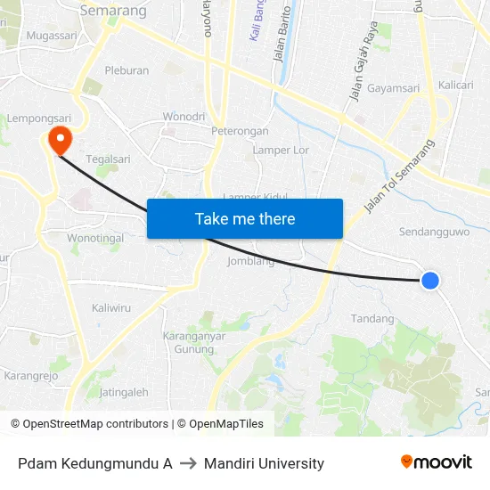 Pdam Kedungmundu A to Mandiri University map
