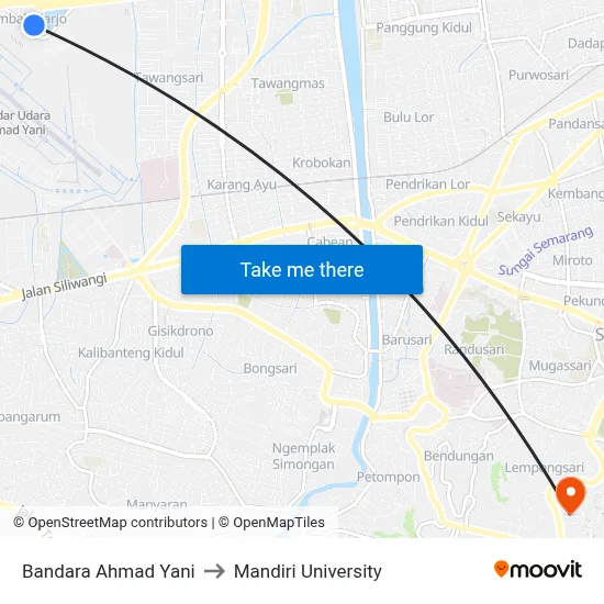 Bandara Ahmad Yani to Mandiri University map