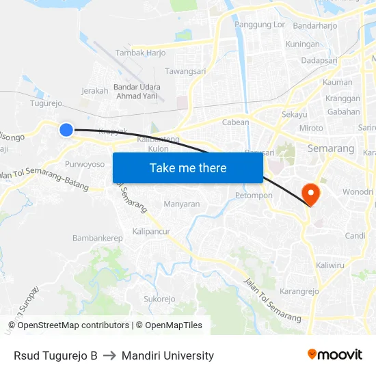 Rsud Tugurejo B to Mandiri University map