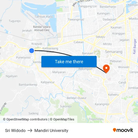 Sri Widodo to Mandiri University map