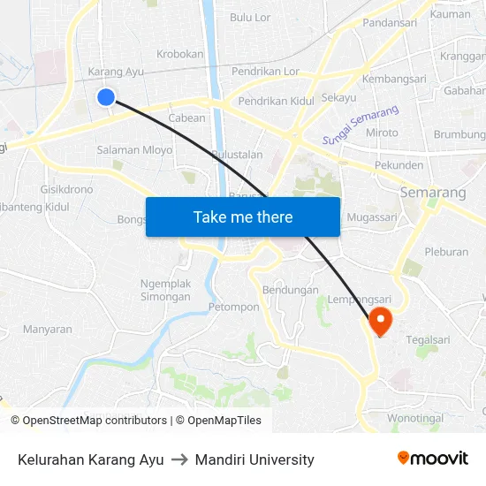 Kelurahan Karang Ayu to Mandiri University map