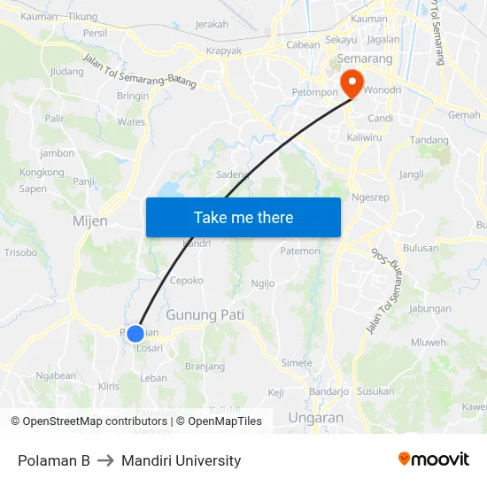 Polaman B to Mandiri University map