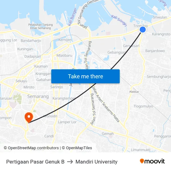 Pertigaan Pasar Genuk B to Mandiri University map
