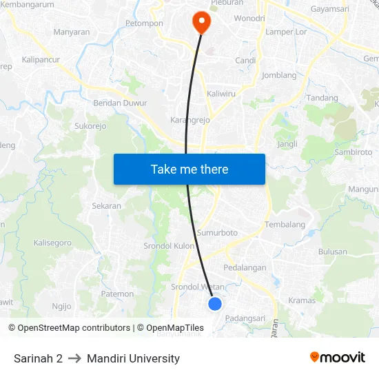Sarinah 2 to Mandiri University map