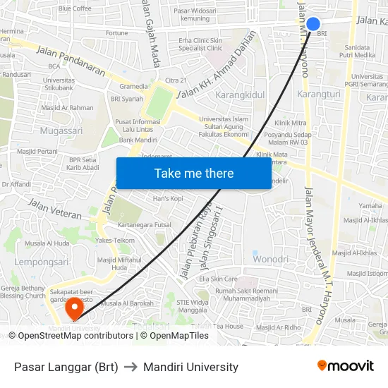 Pasar Langgar (Brt) to Mandiri University map