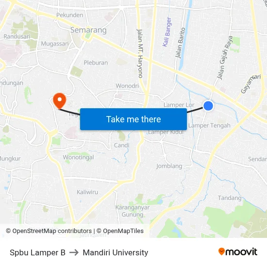 Spbu Lamper B to Mandiri University map