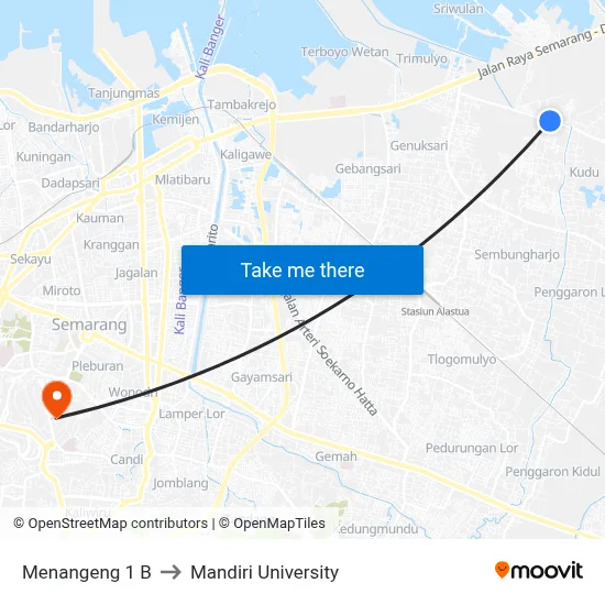 Menangeng 1 B to Mandiri University map