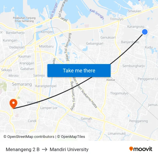Menangeng 2 B to Mandiri University map
