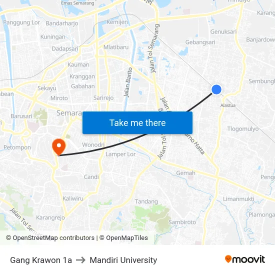 Gang Krawon 1a to Mandiri University map
