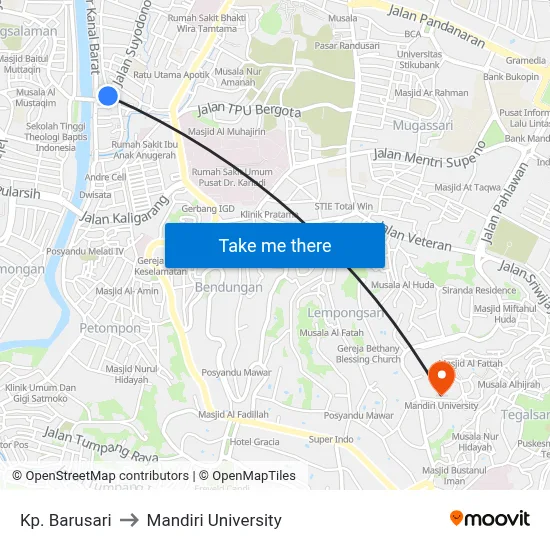 Kp. Barusari to Mandiri University map