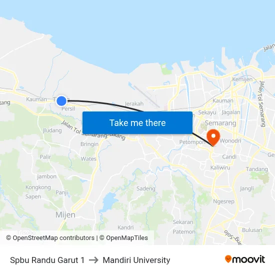 Spbu Randu Garut 1 to Mandiri University map