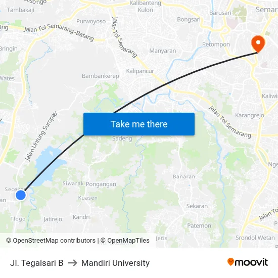 Jl. Tegalsari B to Mandiri University map