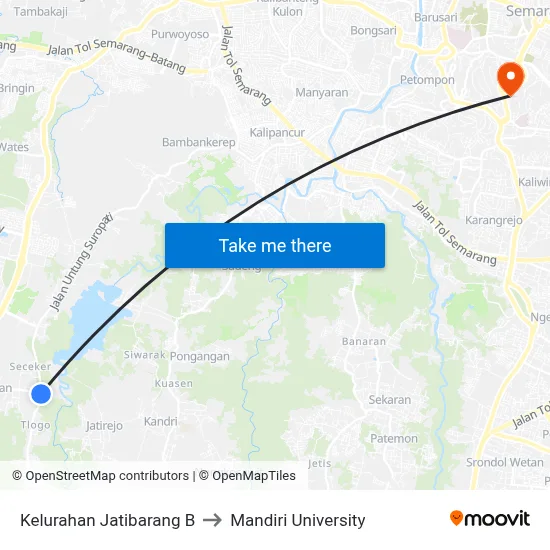 Kelurahan Jatibarang B to Mandiri University map