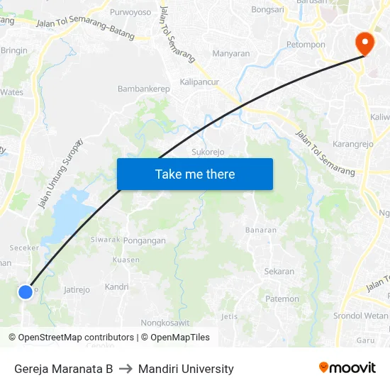 Gereja Maranata B to Mandiri University map