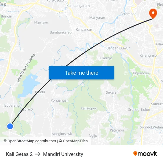 Kali Getas 2 to Mandiri University map