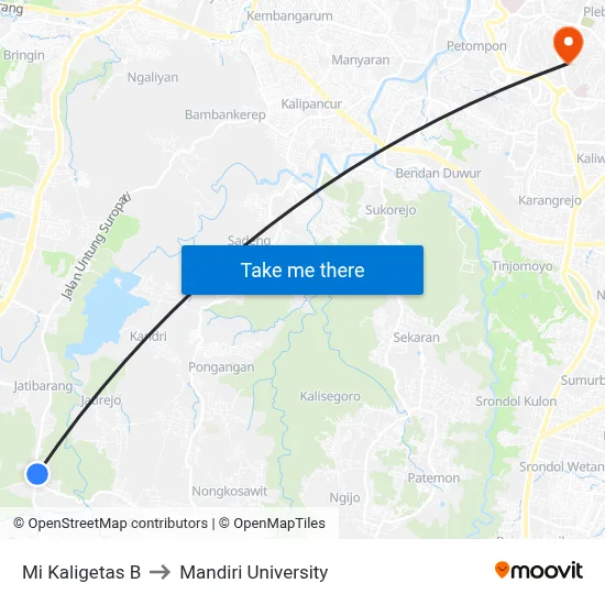 Mi Kaligetas B to Mandiri University map