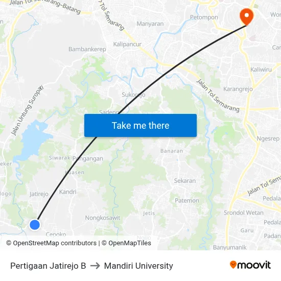Pertigaan Jatirejo B to Mandiri University map