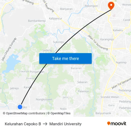 Kelurahan Cepoko B to Mandiri University map