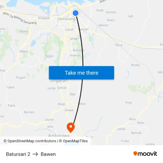 Batursari 2 to Bawen map