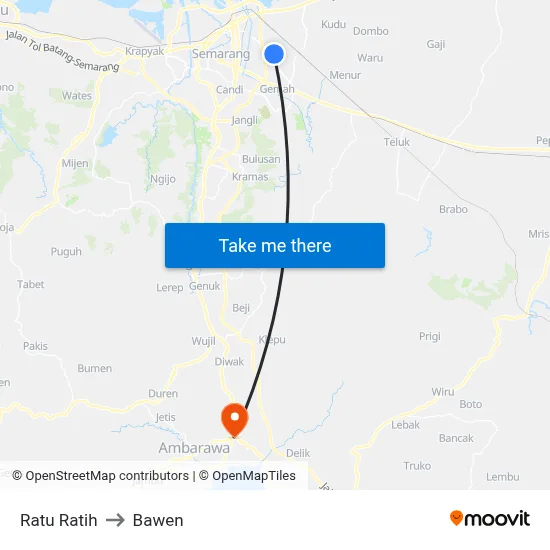 Ratu Ratih to Bawen map
