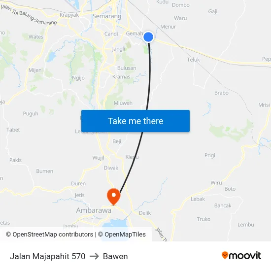 Jalan Majapahit 570 to Bawen map