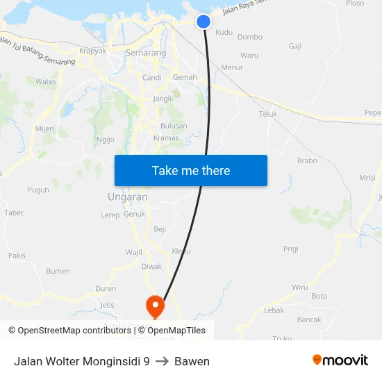 Jalan Wolter Monginsidi 9 to Bawen map