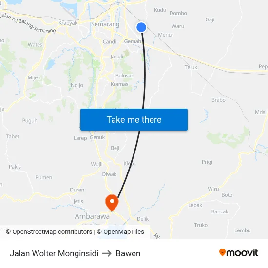 Jalan Wolter Monginsidi to Bawen map