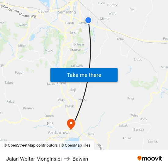 Jalan Wolter Monginsidi to Bawen map