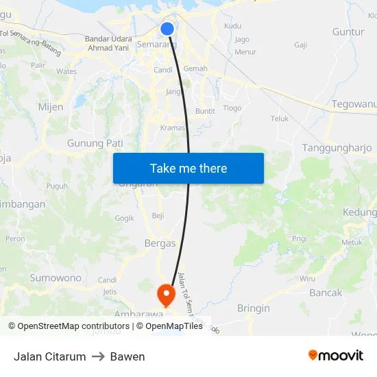 Jalan Citarum to Bawen map