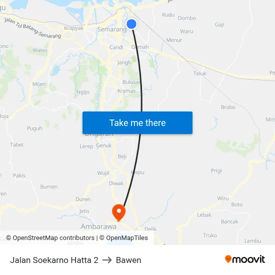 Jalan Soekarno Hatta 2 to Bawen map