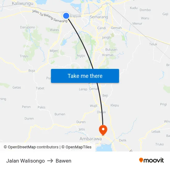 Jalan Walisongo to Bawen map