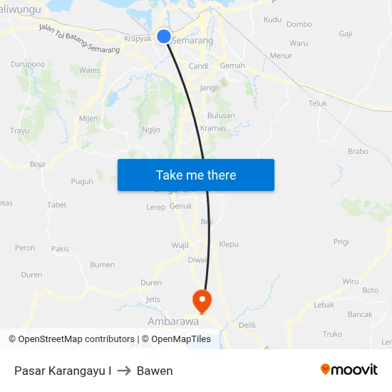 Pasar Karangayu I to Bawen map