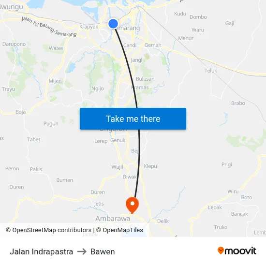Jalan Indrapastra to Bawen map