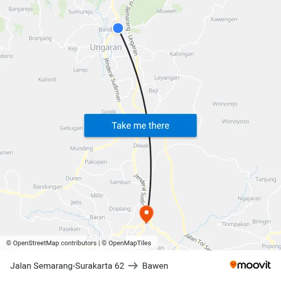 Jalan Semarang-Surakarta 62 to Bawen map