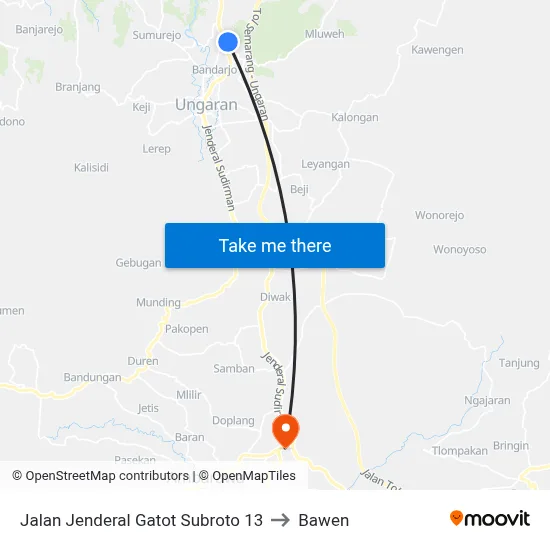 Jalan Jenderal Gatot Subroto 13 to Bawen map