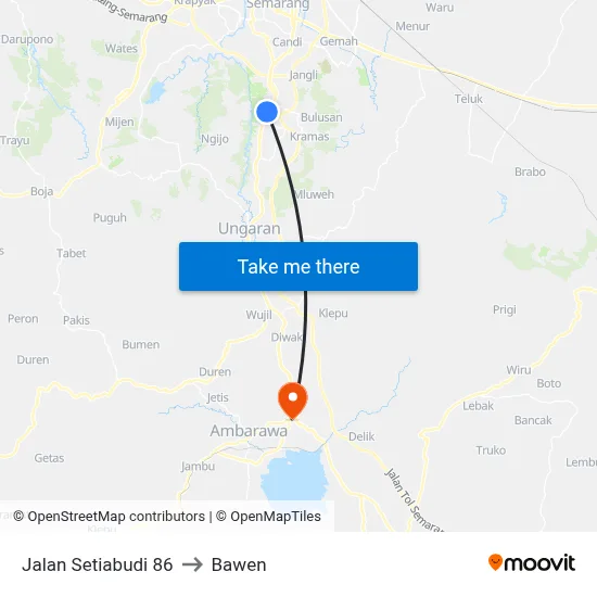 Jalan Setiabudi 86 to Bawen map