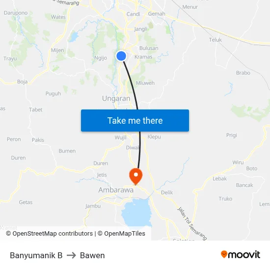 Banyumanik B to Bawen map