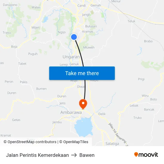 Jalan Perintis Kemerdekaan to Bawen map