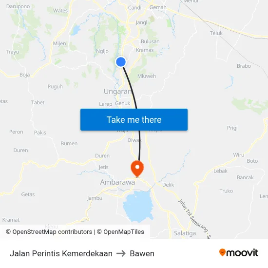 Jalan Perintis Kemerdekaan to Bawen map
