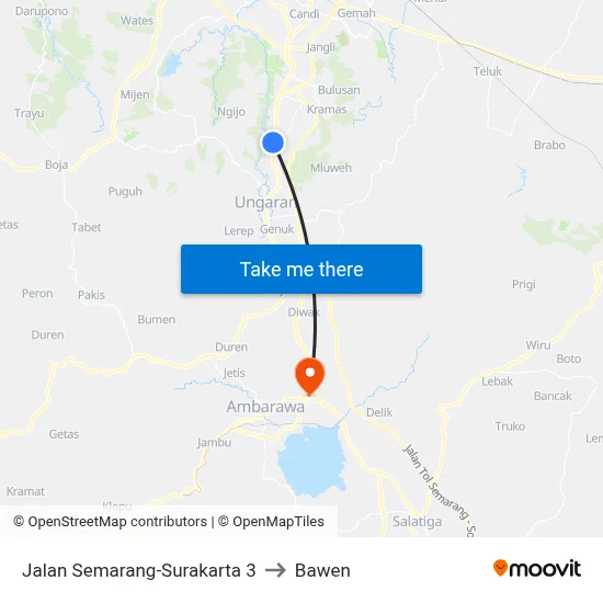 Jalan Semarang-Surakarta 3 to Bawen map